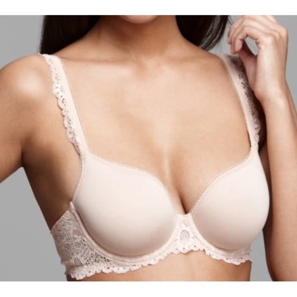 Simone Perele CARESSENCE 3D Underwire  Lined PLUNGE BRA 12J316 NUDE 34B NWT